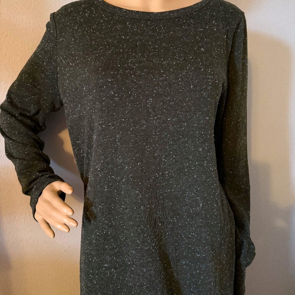 LOFT dark green tweed tunic sweater Size L